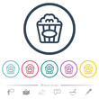 Popcorn outline flat color icons in round outlines
