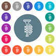 Trumpet outline flat white icons on round color backgrounds