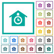 Cuckoo clock solid flat color icons with quadrant frames