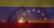 Image of oil barrels and flag of venezuela