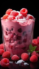 Sticker - pink smoothie with raspberries UHD Wallpaper