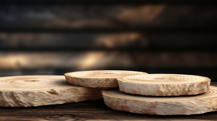 Sticker - Natural wooden podium UHD Wallpaper