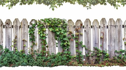 Sticker - A wooden fence with ivy growing up the sides