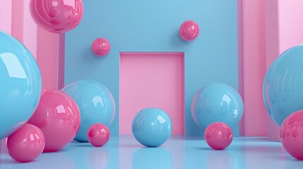 Wall Mural - A room full of pink and blue balls