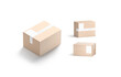 © Alexandr Bognat - Blank white shipping label on craft box mockup, different sides