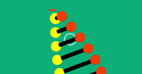 Wall Mural - image of dna rotating over green background