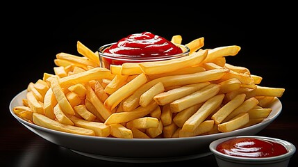 Sticker - plate of french fries with ketchup UHD Wallpaper