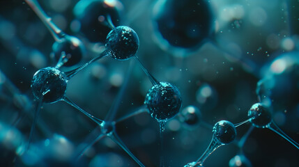 Canvas Print - Detailed Close-up of Blue Molecular Structure in Science Concept