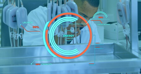 Sticker - Image of digital scan scope over scientist in laboratory