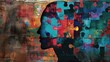 Human head profile with jigsaw puzzles. Mental health, brain problem, personality disorder, cognitive psychology and psychotherapy, problem-solving, thinking, self-discovery concept background
