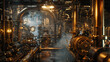 Steam-driven Laboratory Filled with Gears, Instruments, and Mechanical Devices