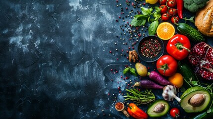 Wall Mural - Colorful bounty: fresh organic vegetables create vibrant food background