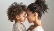 happy mother's day! Adorable sweet young afro-american mother with cute little daugh on white background