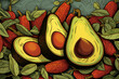 A vibrant illustration of Avocado exuding their natural beauty and freshness.