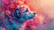 Craft a stunning digital rendering of adorable animals set against an abstract background, emulating a pix elated aerial view Use vibrant colors and intricate details to evoke a sense of charm and cre