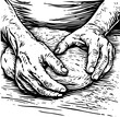 illustration capturing the hands-on process of kneading artisan bread dough, ideal for educational content or baking guides