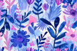 Watercolor hand drawn pattern of fantasy vintage  blue lavender isolated on white background