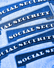 Wall Mural - Social Security Cards Representing Finances and Retirement