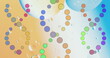 Image of dna strands over bubbles on colorful background
