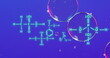 Image of chemical formula over bubbles on blue background