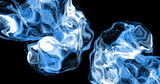 Fototapeta Tęcza - Image of blue shapes moving on black background