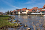 Fototapeta  - Altstadt Bamberg und der Fluss Regnitz Oberfranken Deutschland

