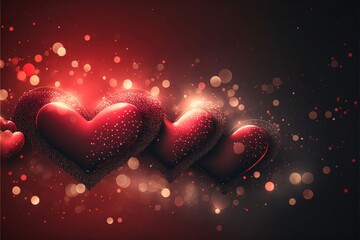 Wall Mural - Valentine's day abstract background with hearts and bokeh lights