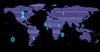 Image of binary coding data processing over world map