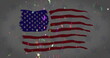 Image of multi coloured confetti falling over american flag