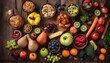 Selection_of_healthy_food_on_rustic_wooden_background