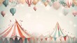 Carnival background with air balloons and circus tent. Vector illustration.