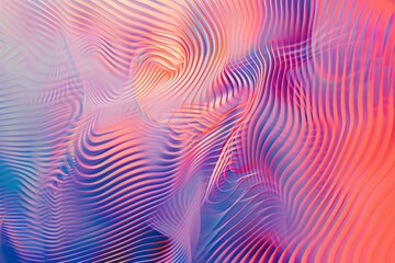 Wall Mural - Vibrant Abstract Art with Fluid Wavy Lines in Pink and Blue Hues