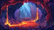A magic portal in an underground landscape, a cave in hell