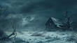 Winter dark fantasy harsh landscape digital art 