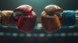 Two Boxing Gloves About to Clash in the Ring