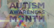 Image of autism awareness month text over diverse schoolchildren