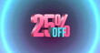 Image of 25 percent off text and circles on black background