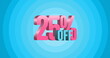 Image of 25 percent off text and circles on blue background
