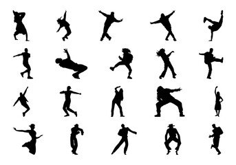 Break Dance Party Icon Silhouette Set