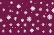 White snowflakes on a maroon background, a flat vector illustration in the simple minimalist style of a cute cartoon design with simple shapes