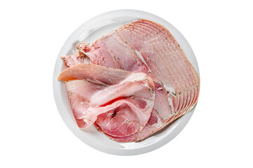 ham slice pork meat eating cooking appetizer meal food snack on the table copy space food background rustic top view