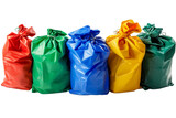 Fototapeta Młodzieżowe - Multicolored Tied Plastic Bags on White Background
