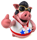 Fototapeta Do pokoju - Fun 3D cartoon illustration of a pig rocker