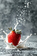 Frozen strawberries and cream concept advertisement.
