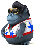 Fototapeta Do pokoju - Fun 3D cartoon illustration of a rocker gorilla