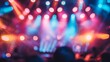 Soft-focused image portraying the energy of a concert venue with blurred stage, colorful lighting, and lively atmosphere 02