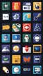 A set of 18 flat icons. The icons are of a fan, blinds, window, light bulb, clock, speaker, book, safe, crosshair, lamp, tripod, and more. The icons are all in a flat design style.