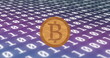 Image of bitcoin over binary coding