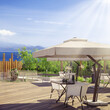 Resort & Restaurant Area with Outdoor Greening and Beautifull View Over the Sea (focus) - 3D Visualization