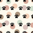 Vector seamless pattern paw pet , dog or cat footprint texture, animal background.Can be used in textile industry, paper, background, scrapbooking.Vector.